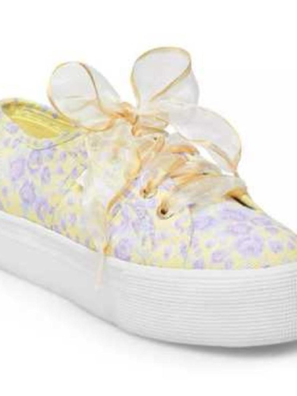 LoveShackFancy Yellow and Lavender Floral Platform Sneaker